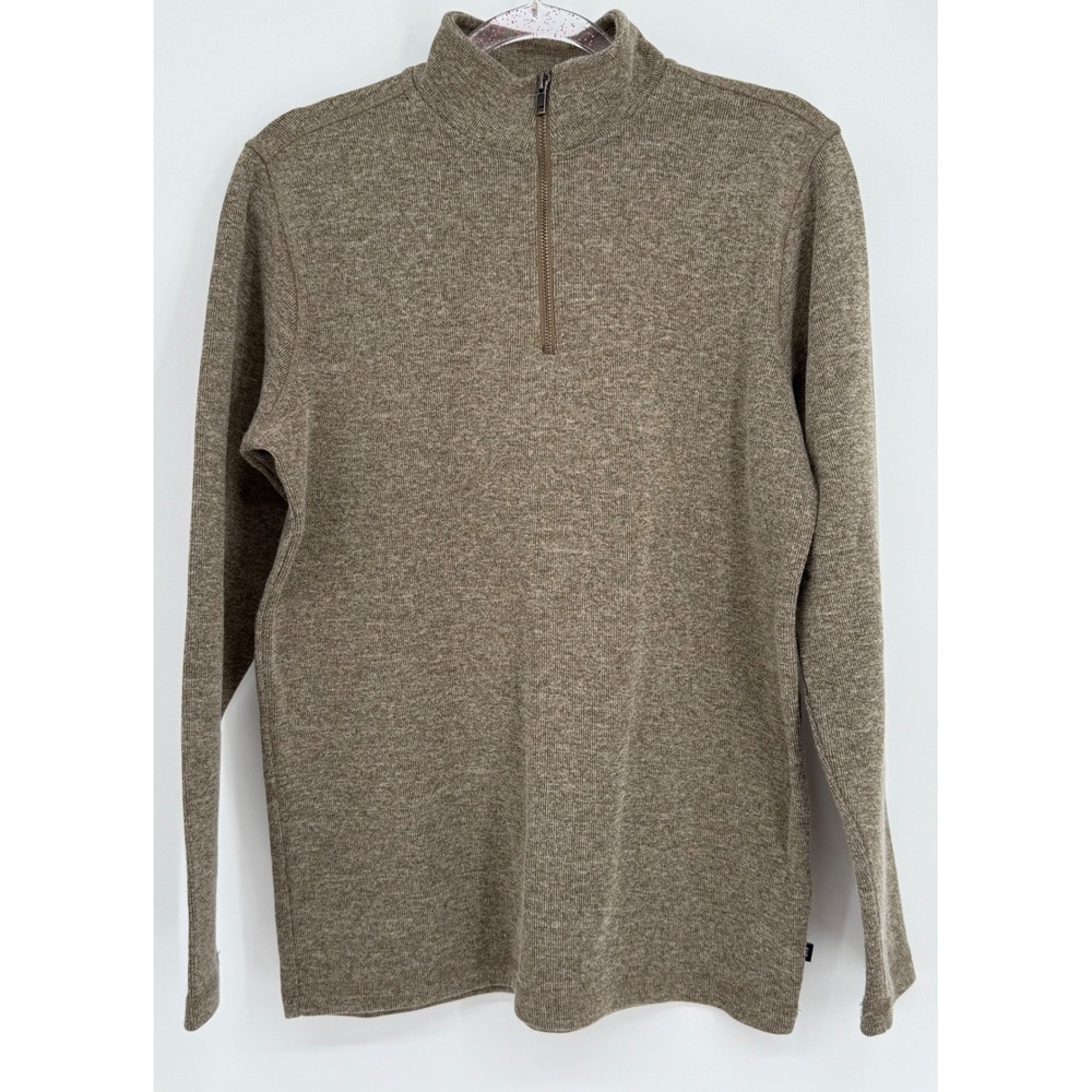 GAP Mens Heather Brown Quarter Zip Pullover Knit Sweater Mock Neck Marl Sz‎ S